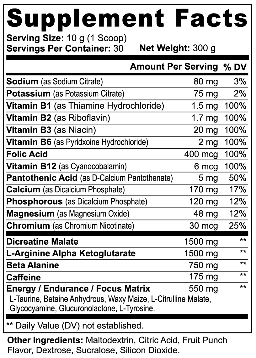 Pre-Game Nitric Shock Powder (Fruit Punch)